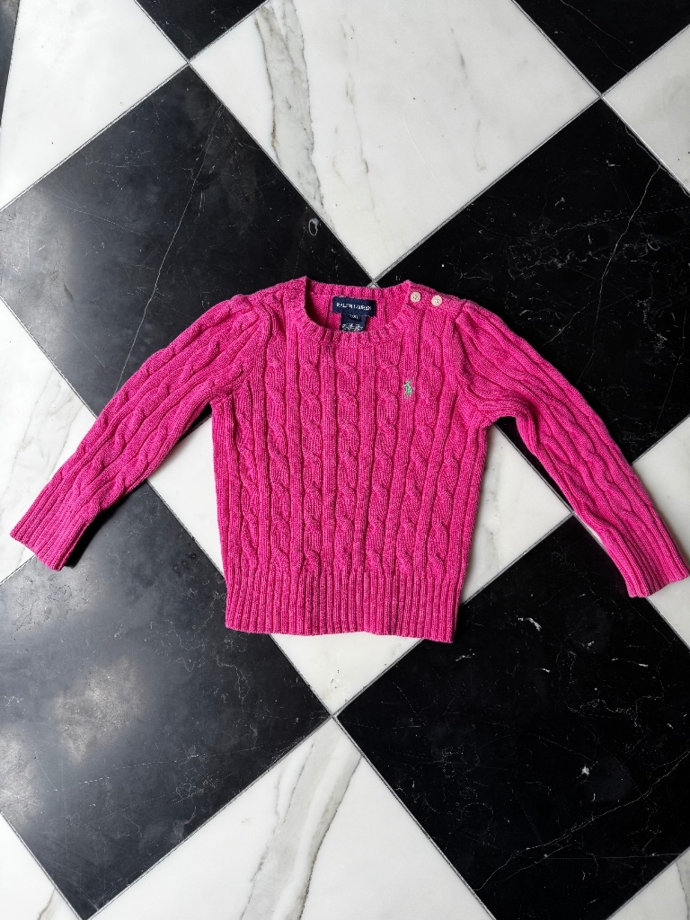 Ralph Lauren 3T Girls Pink Cableknit Sweater